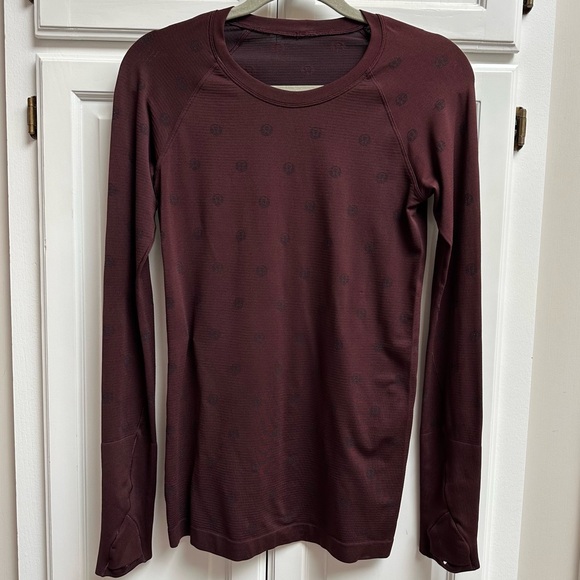lululemon athletica Tops - Lululemon Swiftly Tech Long Sleeve Shirt 2.0 Burgundy Wine Color Size 6